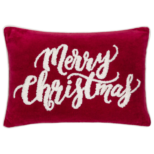 Winter Merry Christmas Applique Cotton Velvet Cushion Cover