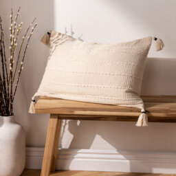 Striped Cream Rectangular Lumbar Cushion