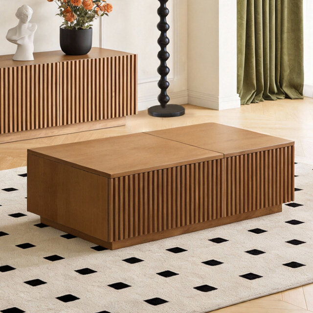 Adjustable Height Table with Drawers, 130cm Walnut Coffee Table for Small Spaces Fast Dispatch From UK Warehouse â Dispatched Within 2 Days