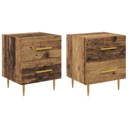 Bedside Cabinet With Drawer 2 Pcs Black Oak 40 X 35 X 47.5 Cm