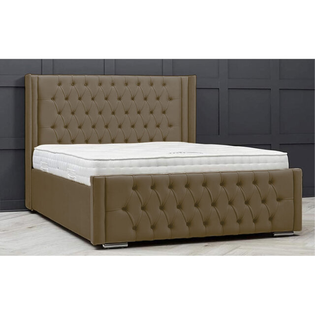 Lucio Velvet Upholstered Bed Frame - Curved Headboard, Sprung Slatted Base
