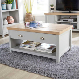 Dinah Floor Shelf Coffee Table with 2 Storage Drawers 36mm Thick Top