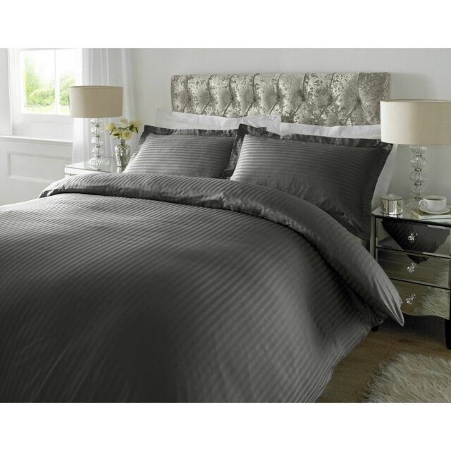 Satin Striped Duvet Cover Set with Pillowcases Included