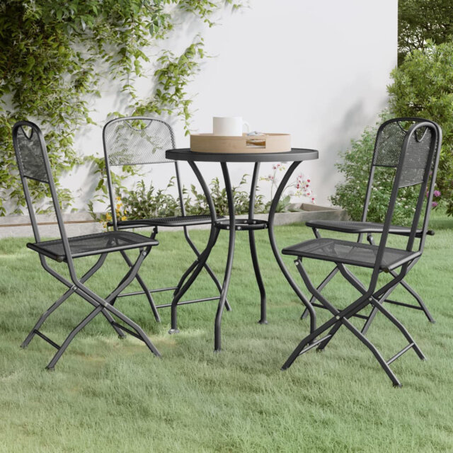 Dakota Fields 5 Piece Garden Dining Set Expanded Metal Mesh Anthracite