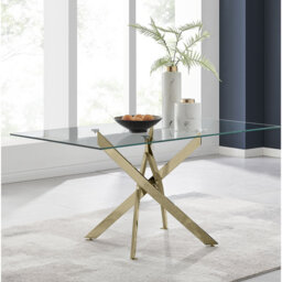 Lenworth Luxury Rectangular Dining Table in Glass and Chrome Metal - Modern Statement Design