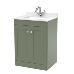 Classique 600mm Free-standing Single Bathroom Vanity with Marble Vanity Top