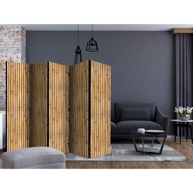 Gomar 225cm W x 172cm H 5 - Panel Solid Wood Folding Room Divider