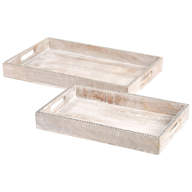 Set of 2 Serving Trays QUENA Mango Wood Light Brown