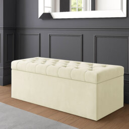 SD Plush Velvet Chesterfield Upholstered Ottoman Storage Box