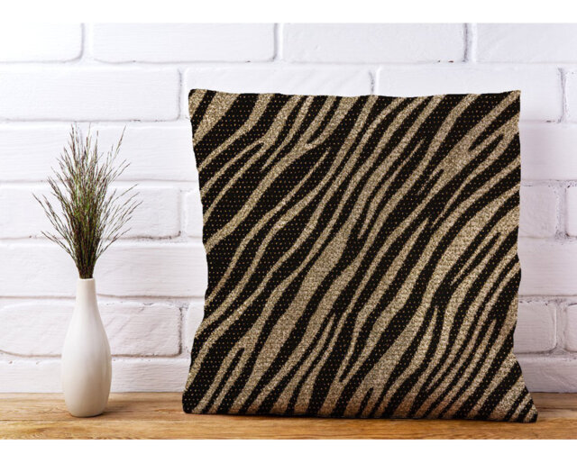 Stuckey Golden Zebra Print Animal Print Scatter Cushion with Filling