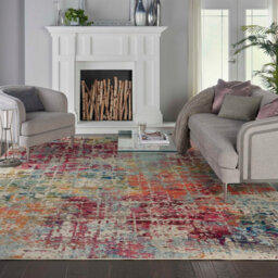 Pink Multi Rug, Stain Resistant Graphics Rug, Thick Abstract Rug, Pink Multi Modern Rug For Bedroom