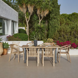 6 Seater Wooden Garden Dining Set with 6 Chairs