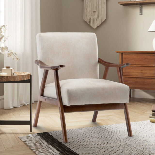 Hoya 75Cm Wide Faux Leather Mid-Century Modern Armchair