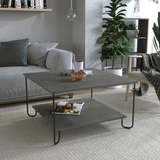 Cristiana Square Coffee Table with Storage - Sleek Design & Durable Metal Legs