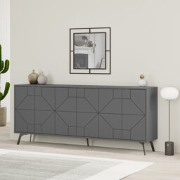 183cm Wide Modern Geometric Sideboard Storage with Push-to-open Doors
