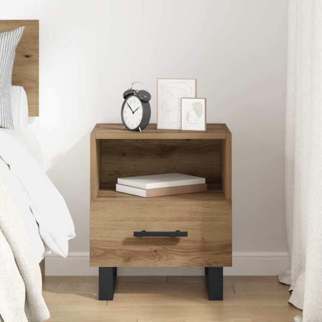 Bedside Cabinet Black Oak 40 X 35 X 47.5 Cm Engineered Wood