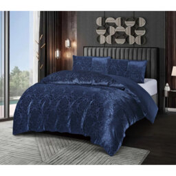 Damask Jacquard Duvet Cover 3 Piece Velvet Bedding Set With Matching Pillowcases