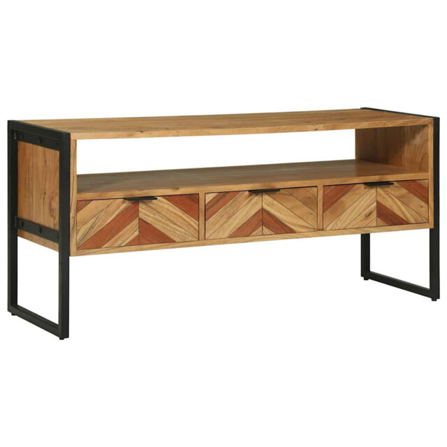 TV Cabinet With Drawer Brown 100 X 35 X 50 Cm Solid Acacia Wood