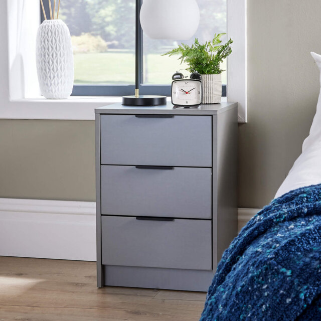 Phoenix 3 Drawer Bedside Table Storage Unit