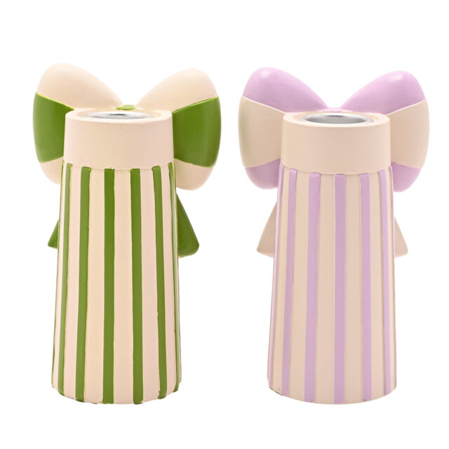 2 Piece 10.5cm Resin Tabletop Candle Accessories Set With Bow