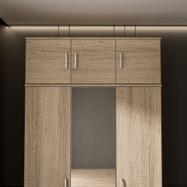 Charlyse 3 Door Wardrobe Top Unit in Sonoma Oak, 123 cm