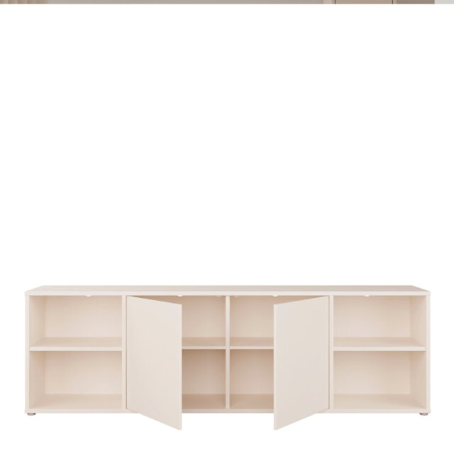 Alice Springs Wide TV Cabinet with 2 Doors Push-to-Open & 2 Open Shelves in Sand