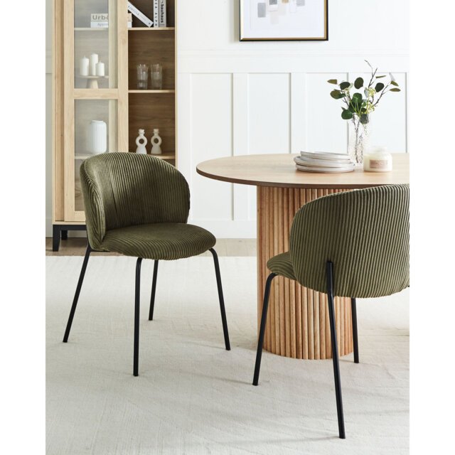 Set of 2 Dining Chairs MILES Corduroy