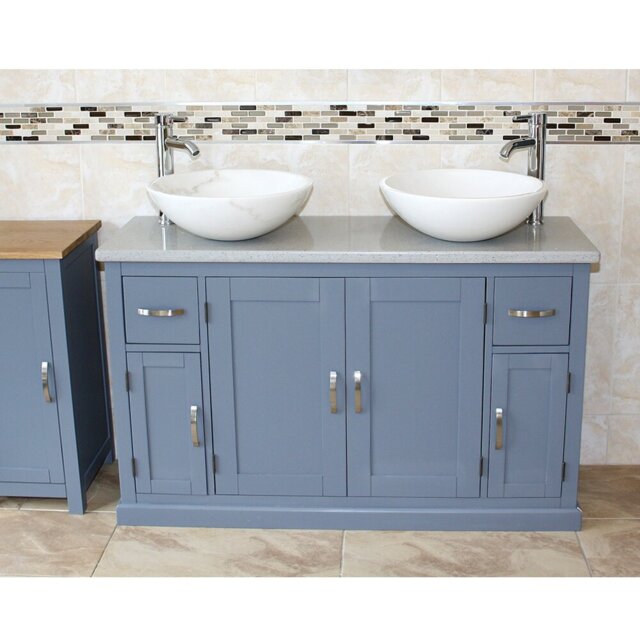 Maui 1230mm Double Bathroom Vanity with Vessel Stone Basin