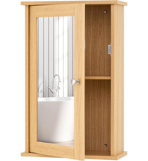Bathroom Medicine Cabinet Wall Mounted Mirror Cabinet w/ Single Door