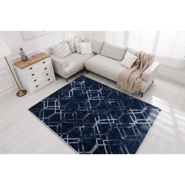 Roelof wash rug, geometric, anti -slip lattice - gray
