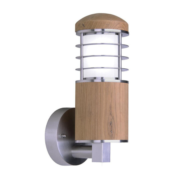 Watermill Stainless Steel / Teak Outdoor Wall Lantern