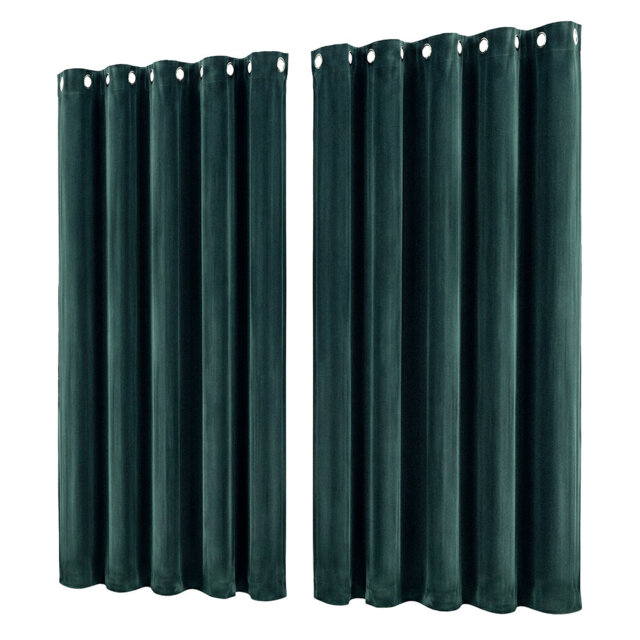 Thick Thermal Blackout Curtains Velvet 66x90 Inch Eyelet Ring Top Green