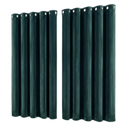 Thick Thermal Blackout Curtains Velvet 66x90 Inch Eyelet Ring Top Green