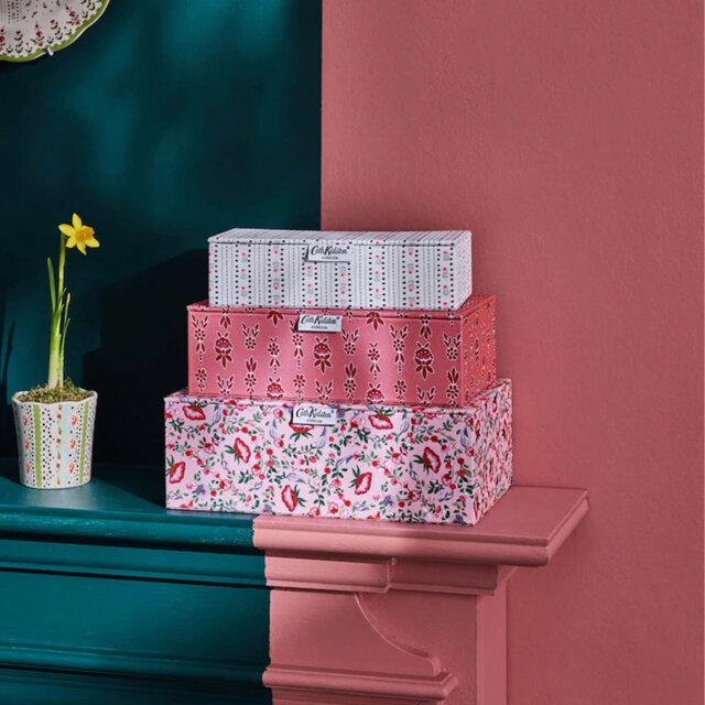Cath Kidston Set of 3 Pink Floral Storage Boxes