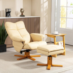 HOMCOM PU Leather Swivel Recliner Chair with Footstool Storage