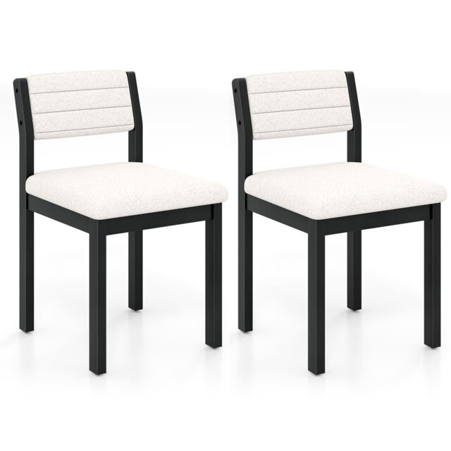 2 Pcs Imitation Lamb Fleece Home Chair Modern Dining Chairs-White
