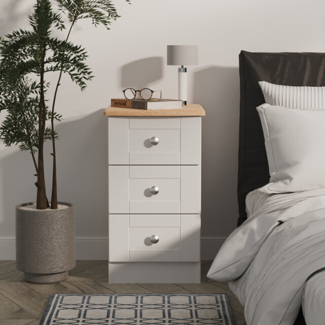 Ondrasek 3 Drawer Bedside Cabinet in Grey Ash & Bardolino Oak (Ready Assembled)