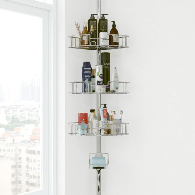 Stainless Steel Tension Bathroom Shelves