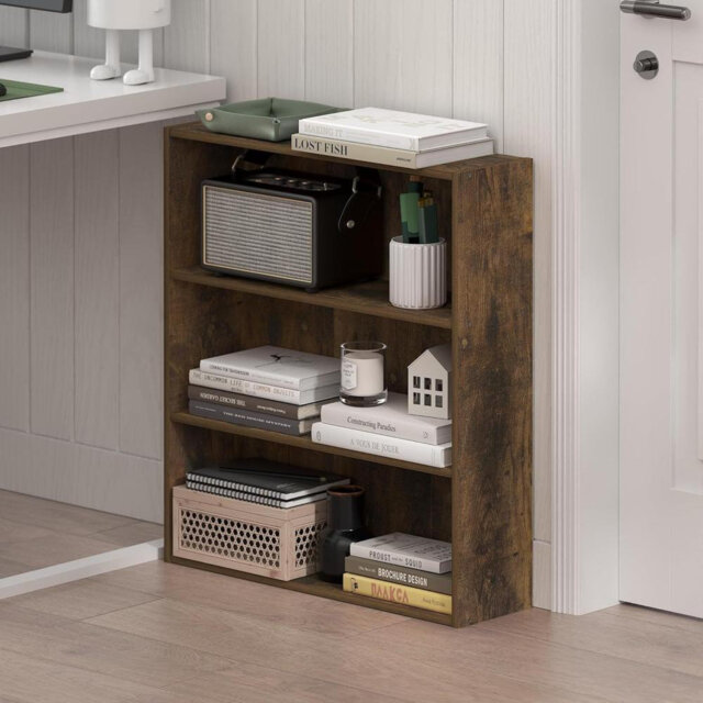 Book Shelf, 3-Tier Bookshelf, Cube Storage Organizer Bookcase With Open Shelf, 7 X 24 X 26, For Living Room, Bedroom, Home Office, Amber Pine