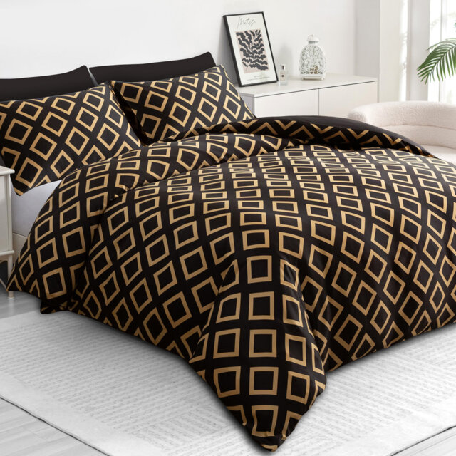 Premium Duvet Cover Set Double Brushed Satin Silk Reversible With Zipper Closure & Corner Ties