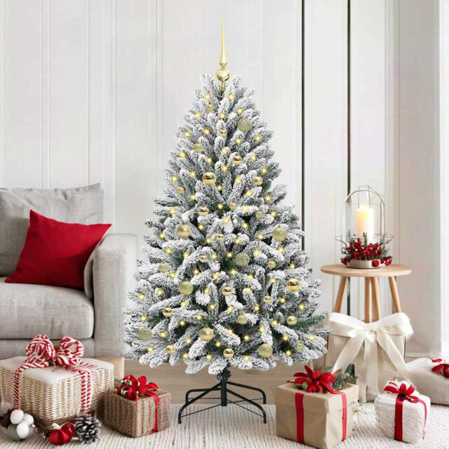 Artificial Christmas Tree Green and White PVC and Metal