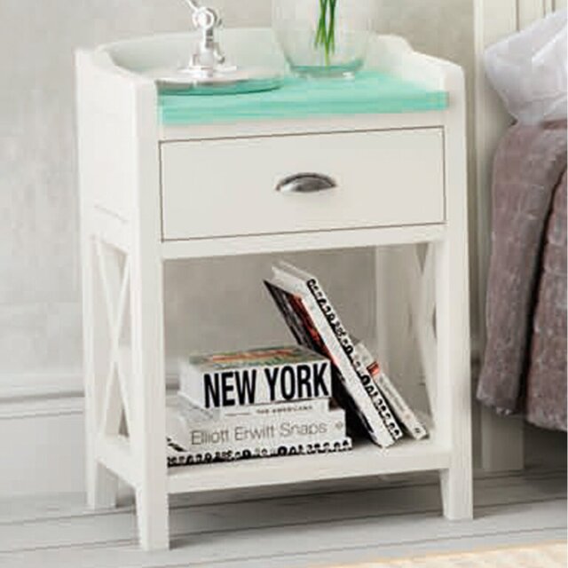 48cm W Solid + Manufactured Wood Bedside Table