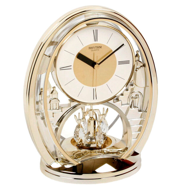 Vintondale Roman Numerical Plastic / Acrylic Quartz Movement / Crystal Tabletop Clock Gold