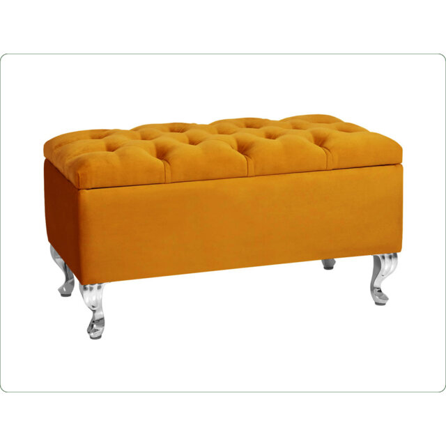Londona Wide Velvet Tufted Rectangle Solid Color Standard Ottoman Bench with Storage, Upholstery Footstool End of Bed Bench