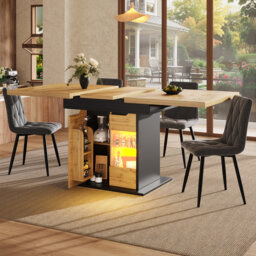 Extendable Dining Table With App Led & Glass Storage, Smart Design