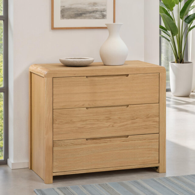 Bruner Solid Wood 85cm W 3 - Drawer Chest of Drawers