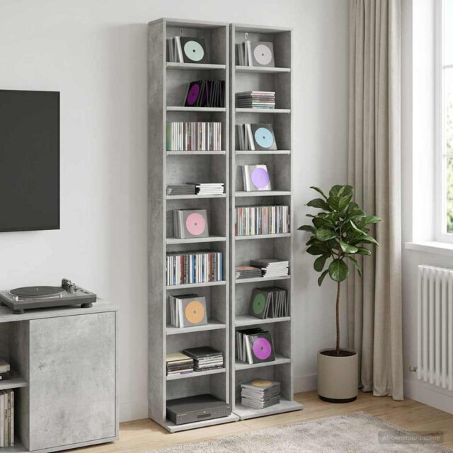 CD Cabinet Engineered Wood Indoor Media Storage Unit Rack Bedroom Home