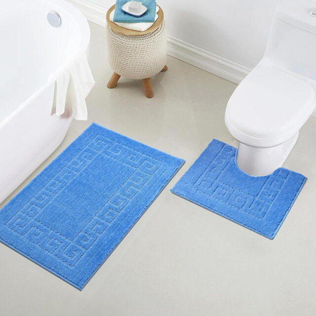 2 Pack Non-Slip Quick Dry Anti-Mould Bath & Pedestal Mat Set