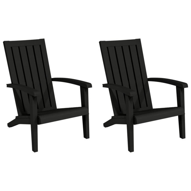 Highland Dunes Garden Adirondack Chairs 2 Pcs Black Polypropylene