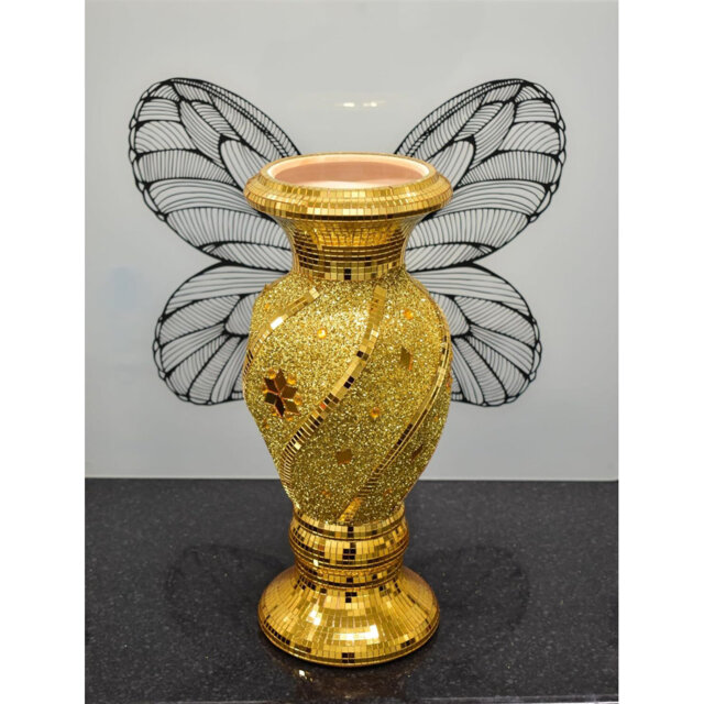 40Cm Spiral Crushed Diamond Ceramic Flower Vase V070